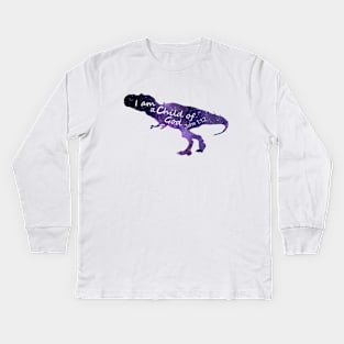 Tyrannosaurus Rex - Bible Verse - I am a Child of God - John 1 12 Kids Long Sleeve T-Shirt